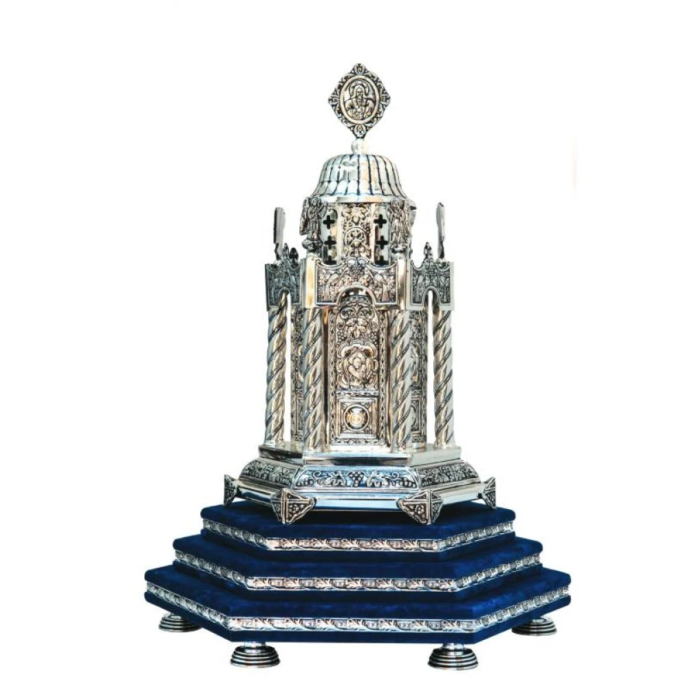 Αρτοφόριο Εξάγωνο Μικρό Επάργυρο + Βάση Μικρή Βελούδο (101-66S+base) 1