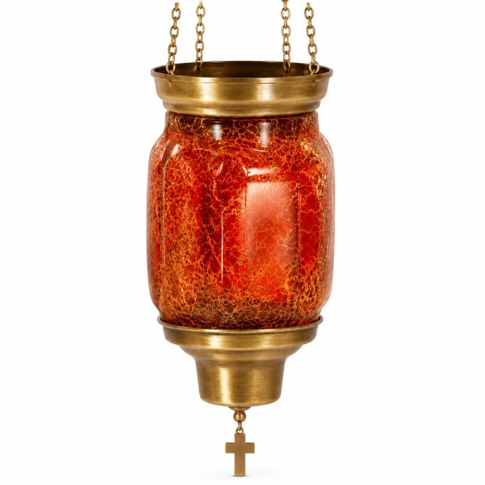 Hanging Sliding Fusing Oil Lamp Polygonal Red - Orange 1