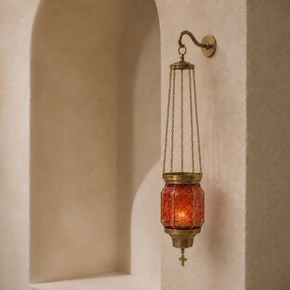 Hanging Sliding Fusing Oil Lamp Polygonal Red - Orange 2