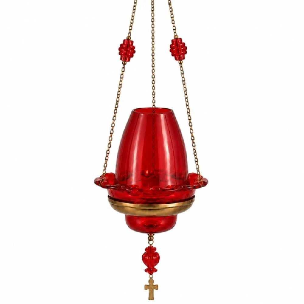 Handmade Hanging Fusing Oil Lamp with Lid Red 1