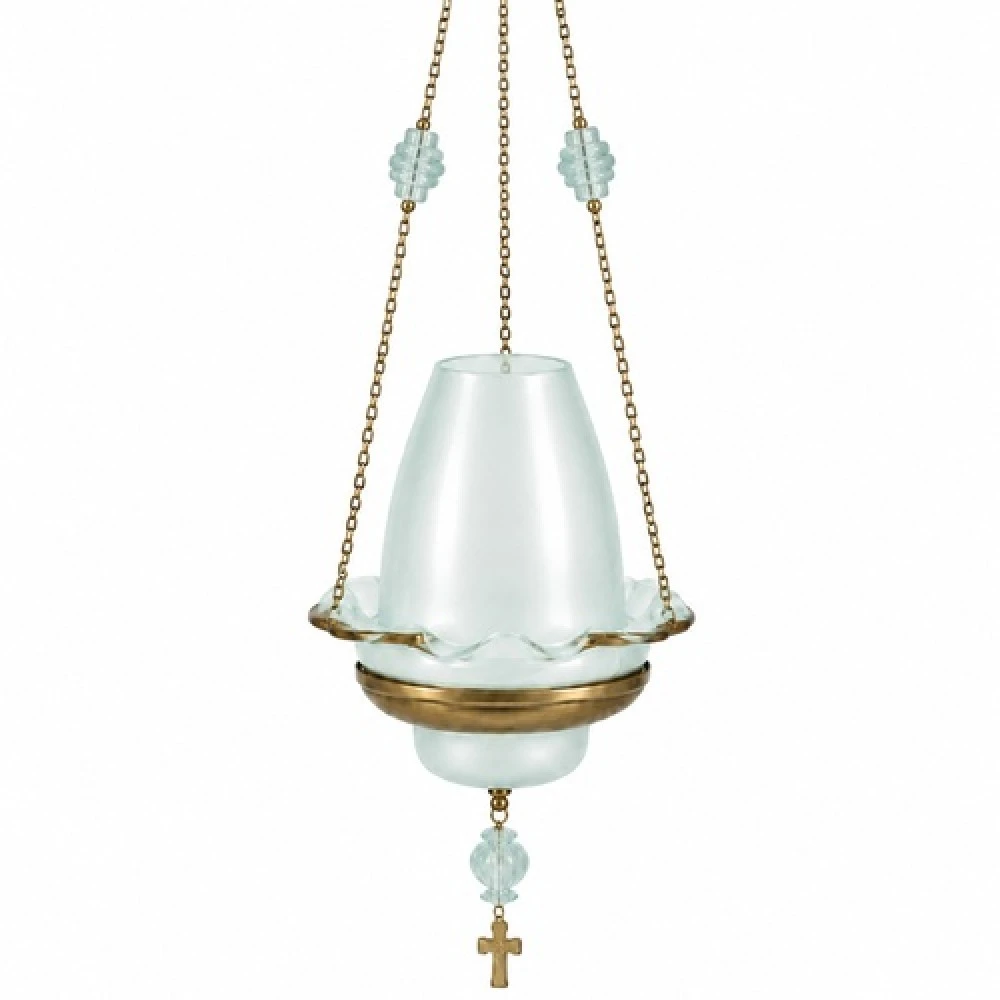 Handmade Hanging Fusing Oil Lamp with Lid White 1