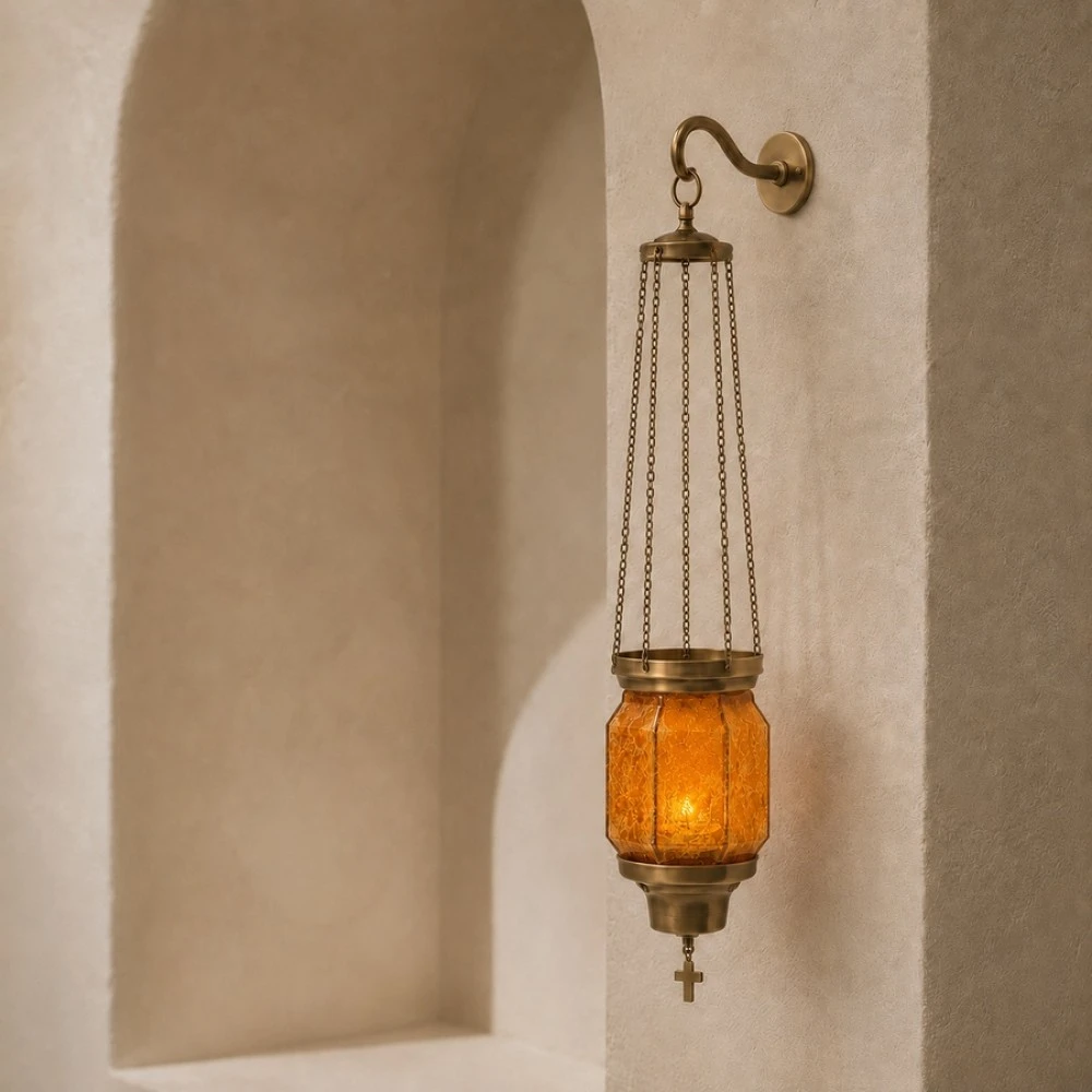 Hanging Sliding Fusing Oil Lamp Polygonal Amber 2