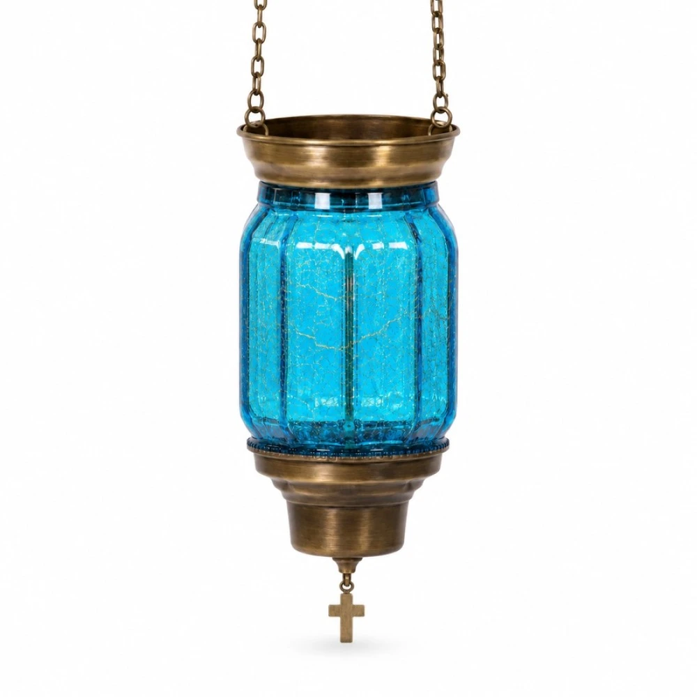 Hanging Sliding Fusing Oil Lamp Polygonal Blue 1