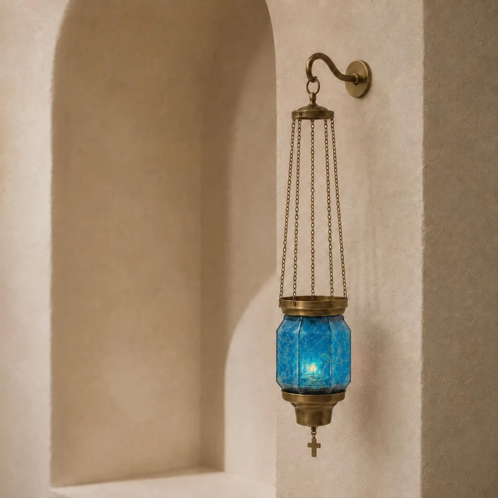 Hanging Sliding Fusing Oil Lamp Polygonal Blue 2
