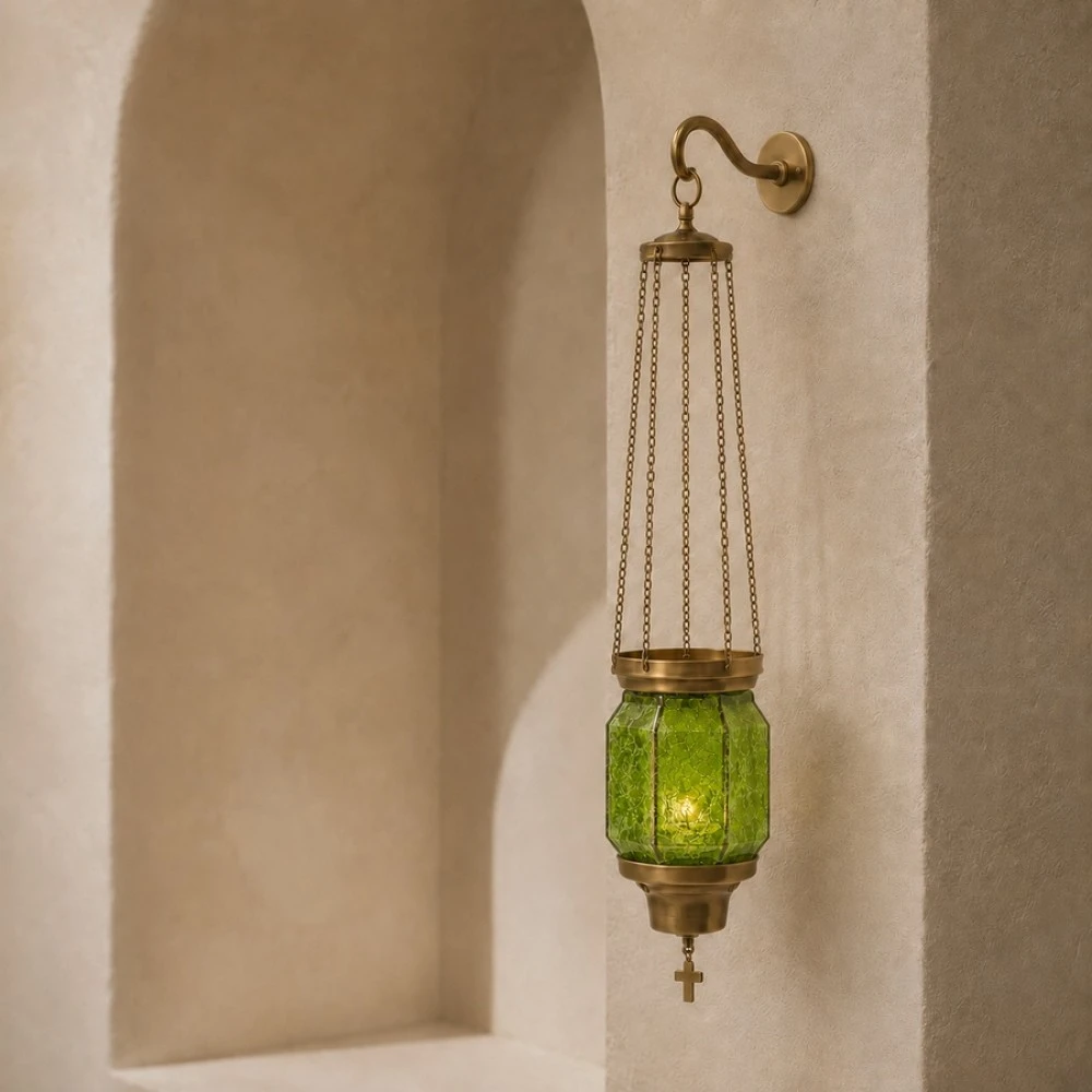 Hanging Sliding Fusing Oil Lamp Polygonal Green 2