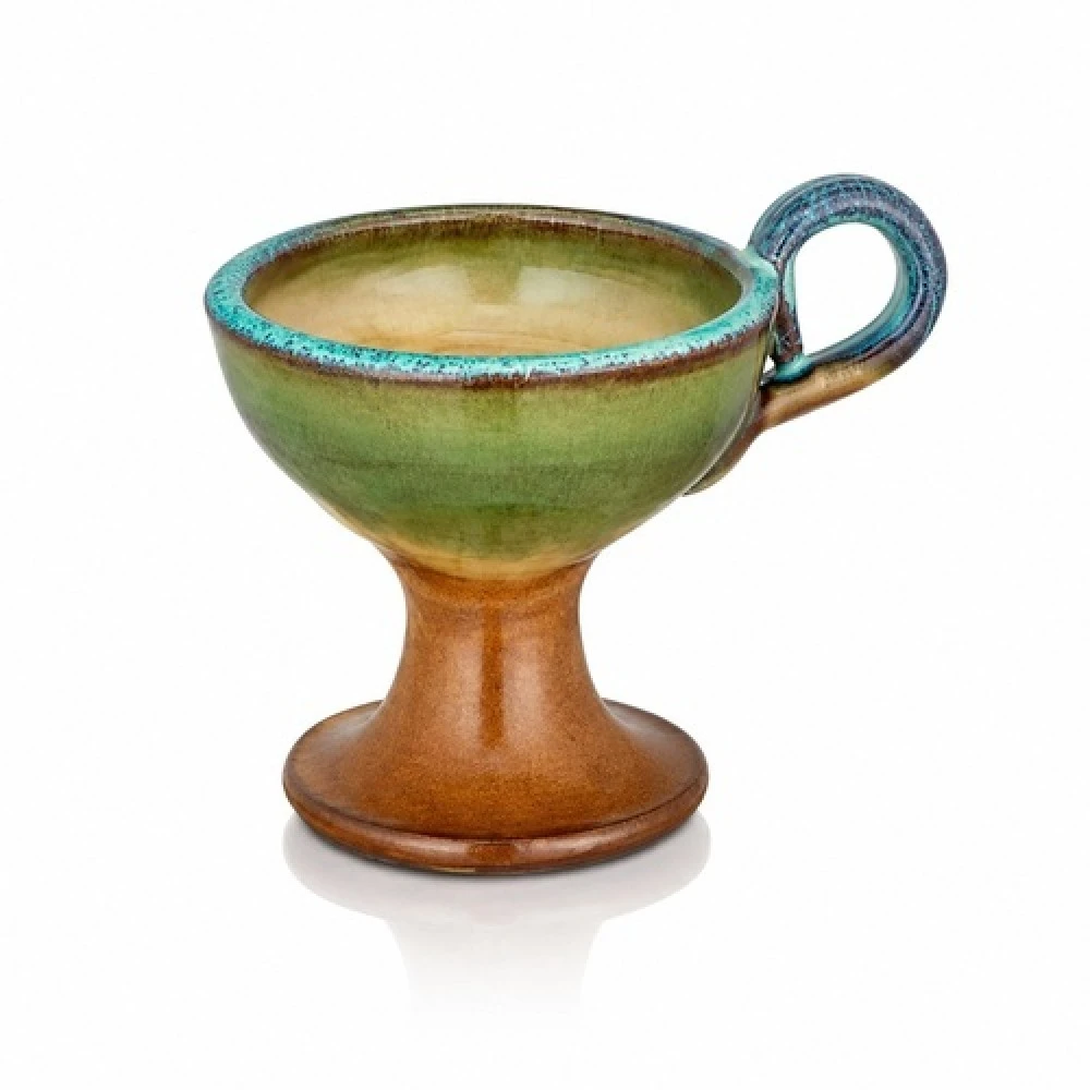 Mini Ceramic Incense Burner Two-Tone Green - Brown 1