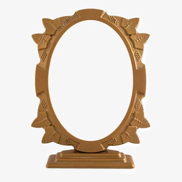 Oval aluminium memorial frame in mat bronze colour 1