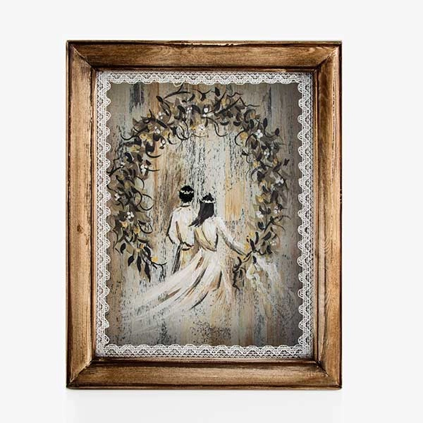 Ξύλινη στεφανοθήκη με σχέδιο 1