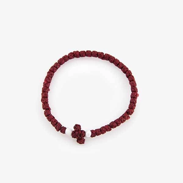 Μπορντό Κομποσκοίνι με Λευκή Χάντρα 1