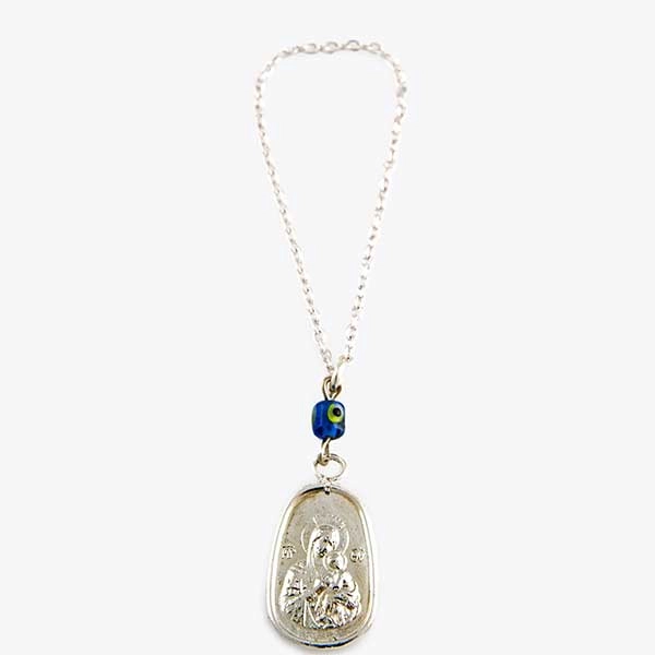 Ασημένιο κρεμαστό φυλαχτό, οβάλ 1